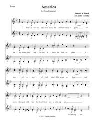 America The Beautiful for SSAA a cappella voices Sheet Music by Samuel Ward