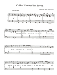 Colder Weather Sheet Music by Zac Brown Band