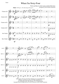 When I'm Sixty-Four for clarinet sextet or clarinet choir Sheet Music by The Beatles