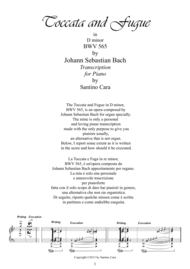 J.S.Bach-Toccata e fuga in D minor BWV565 - Piano solo Sheet Music by Johann Sebastian Bach