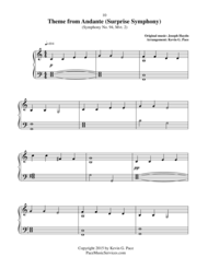 Theme from Haydn's Andante (Surprise Symphony) - easy piano solo Sheet Music by Franz Joseph Haydn