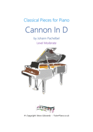 Cannon In D - Moderate Piano Solo Sheet Music by Johann Pachelbel