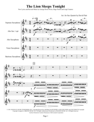 S(A)ATB Sax Quartet - The Lion Sleeps Tonight Sheet Music by The Tokens