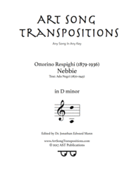 Nebbie (D minor) Sheet Music by Ottorino Respighi
