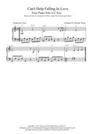 Can't Help Falling In Love - Easy Piano Solo in C Key (With Chords) Sheet Music by Michael Buble
