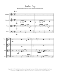 Perfect Day by Lou Reed. Arranged for String Quartet. Sheet Music by Lou Reed