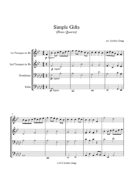 Simple Gifts (Brass Quartet) Sheet Music by Joseph Brackett