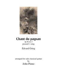 Chant du paysan (peasant's song) for solo classical guitar Sheet Music by Edvard Grieg