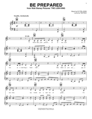 Be Prepared (from The Lion King) Sheet Music by Elton John