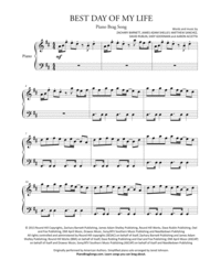 Best Day Of My Life (Short Piano Solo) Sheet Music by American Authors