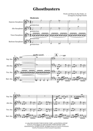 Ghostbusters by Ray Parker Jr. - Saxophone quartet (SATB) Sheet Music by Ray Parker
