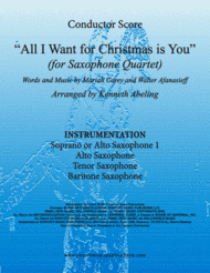 All I Want For Christmas Is You (for Saxophone Quartet SATB or AATB) Sheet Music by Mariah Carey