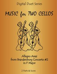 Allegro assai from Brandenburg Concerto #2 in F Major for Cello Duet (Music for Two Cellos) Sheet Music by Johann Sebastian Bach