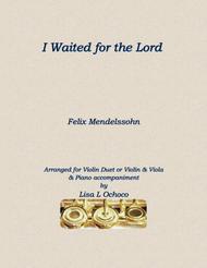 I Waited for the Lord for 2 Vln or Vln & Vla and Piano Sheet Music by Felix Bartholdy Mendelssohn