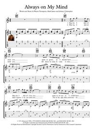 Always On My Mind fingerstyle guitar Sheet Music by Willie Nelson