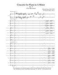 Piano Concerto in A Minor (All Movements) with Concert Band Accompaniment Sheet Music by Edvard Grieg