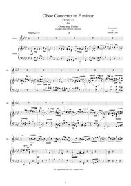 Telemann - Concerto in F minor TWV 51-F1 for Oboe and Piano Sheet Music by Telemann Georg Philipp