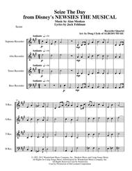 Seize The Day from Disney's NEWSIES THE MUSICAL for Recorder Quartet Sheet Music by Alan Menken