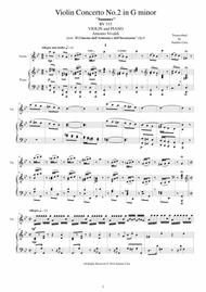 Vivaldi - Concerto No.2 in G minor Op.8 Summer RV 315 for Violin and Piano Sheet Music by Antonio Vivaldi