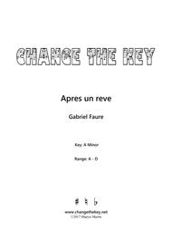Apres un reve - A Minor Sheet Music by Gabriel Faure