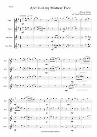 April is in my Mistress' Face for flute quartet Sheet Music by Thomas Morley