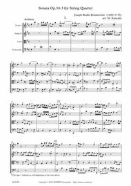Sonata Op.34-3 for String Quartet Sheet Music by Joseph Bodin Boismortier  (1689-1755)