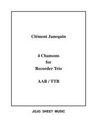 Four Renaissance Chansons for Recorder Trio Sheet Music by Clement Janequin