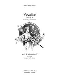 Vocalise Op. 34 for clarinet in Bb and guitar Sheet Music by S. Rachmaninoff (1873-1943)