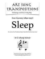 Sleep (transposed to G-sharp minor) Sheet Music by Ivor Gurney