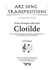 Clotilde (E minor) Sheet Music by Arthur Honegger