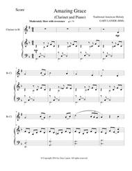 AMAZING GRACE (Bb Clarinet Piano and Clarinet Part) Sheet Music by Traditional American Melody