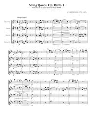 String Quartet Op. 18 No. 1 for Saxophone Quartet (SATB) Sheet Music by L. V. Beethoven