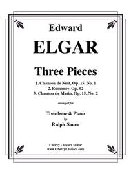 Three Pieces for Trombone & Piano Sheet Music by Edward Elgar
