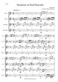 Variations on Noel Nouvelet for flute quartet Sheet Music by Traditional