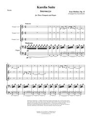 Intermezzo from the Karelia Suite for Three Trumpets and Organ Sheet Music by Jean Sibelius