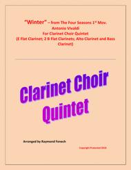 "Winter" from the Four Season 1 st Mov. - Clarinet Choir Quintet Sheet Music by Antonio Vivaldi
