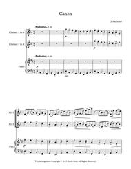 Pachelbel's Canon for 2 Clarinets and Piano Sheet Music by Johann Pachelbel