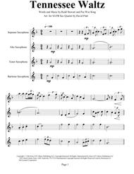Tennessee Waltz for SATB Sax Quartet Sheet Music by Patti Page