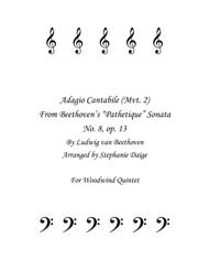 Adagio Cantible from Beethoven's Pathetique Sonata for Woodwind Quintet Sheet Music by Ludwig van Beethoven