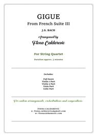 J.S. Bach - Gigue from French Suite III - for String Quartet Sheet Music by Johann Sebastian Bach