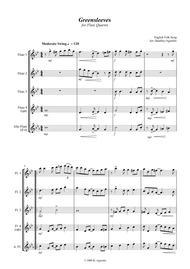 Greensleeves (What Child Is This?) - Jazz Arrangement for Flute Quartet Sheet Music by Kate Agioritis