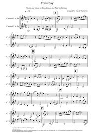 Yesterday for Clarinet Duet Sheet Music by The Beatles
